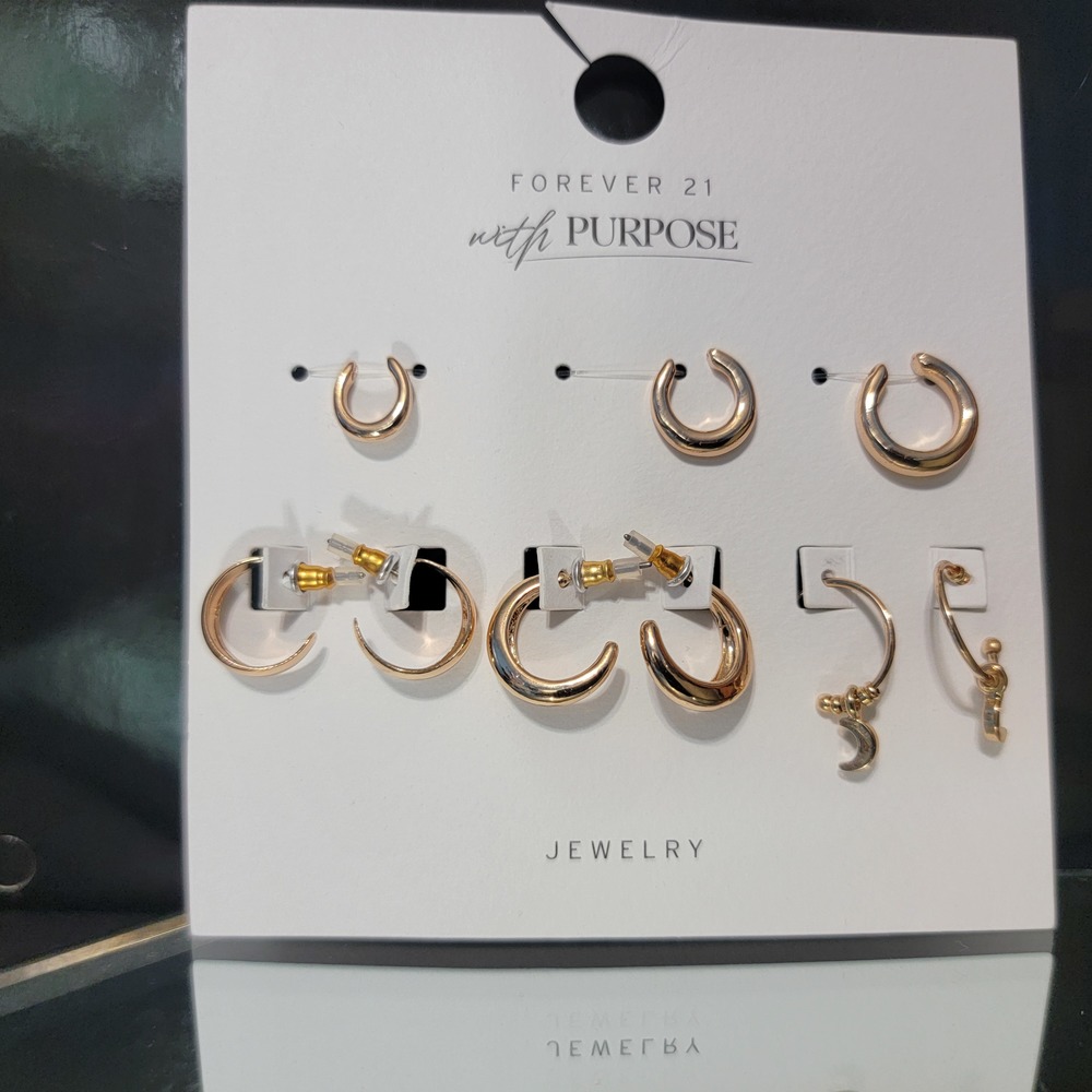 Forever 21 | Gold | Earrings | hoops | 6 Pairs